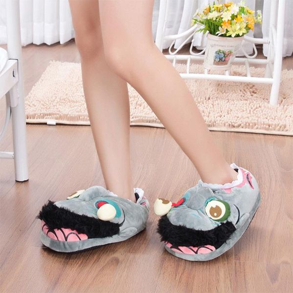 

slippers women winter woman warm indoor comfort slip on women's halloween flat female funny shoes ladies short furry plush, Black