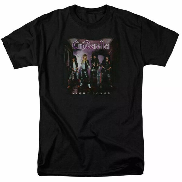 

cinderella night songs t shirt licensed rock n roll band merch music black, White;black