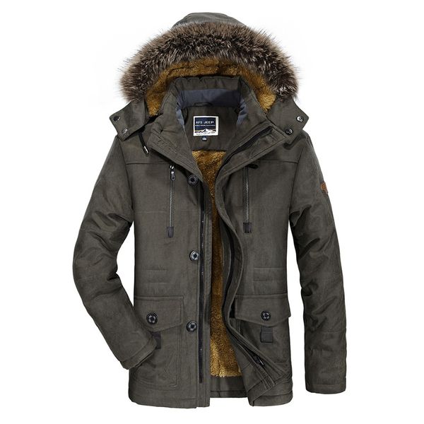 

2020 new winter jacket men 5xl ,6xl cotton padded warm parka coat casual faux fur hooded fleece long male jacket windbreaker men, Black