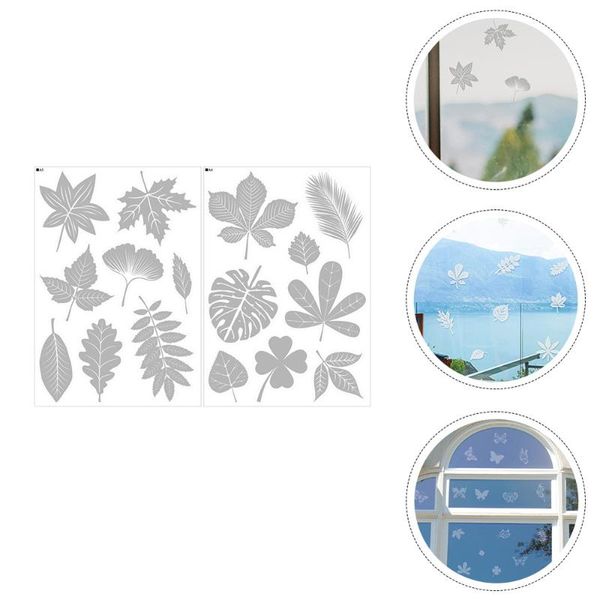 

window stickers 3 sets/48pcs leaf shape clear decal electrostatic film sticker