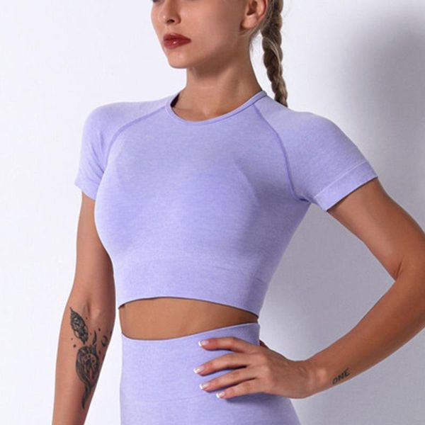 

yoga outfit women's sports t-shirt fitnes shirt women crop seamless sportswear female sport fitness woman short sleeve t-shirts