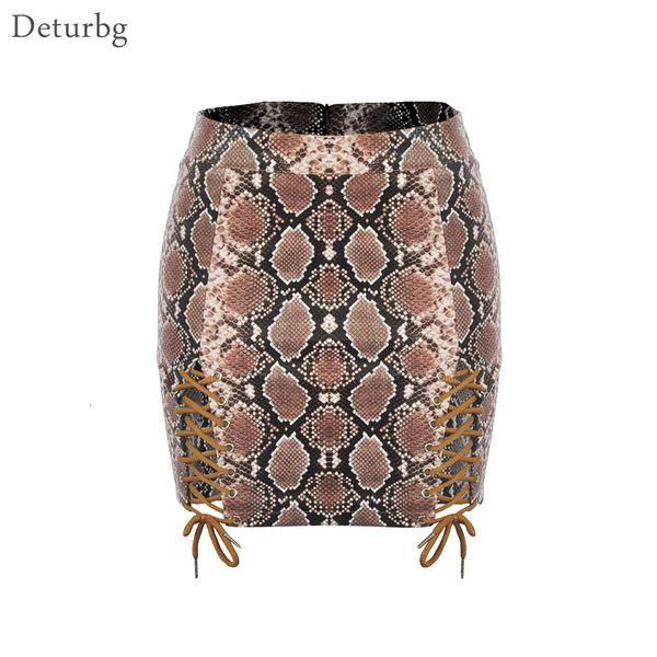 

casual dresses women snake animal print short skirt female fashion high waist lace-up tied faux leather bandage skirts autumn, Black;gray