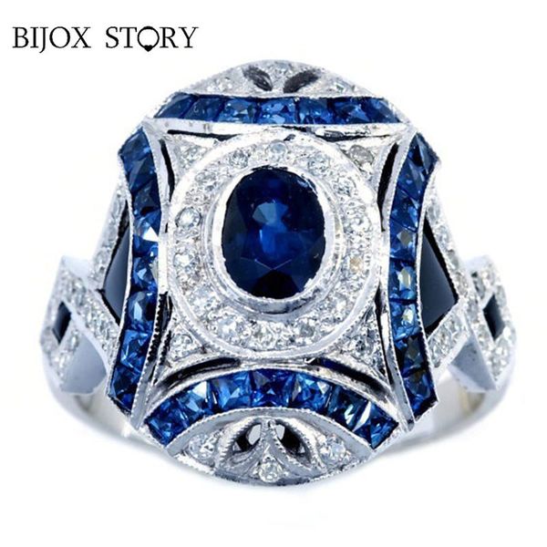 

cluster rings bijox story trendy ring for women s925 silver jewelry with sapphire zircon gemstone wedding engagement party gift wholesale, Golden;silver
