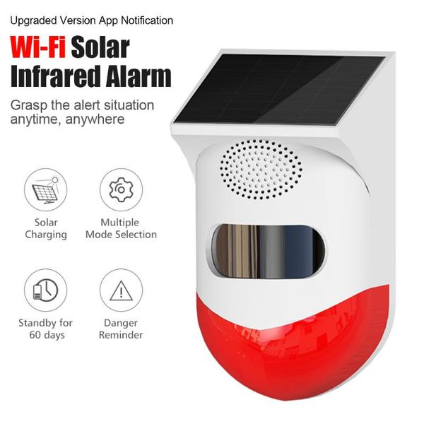 

smart home sensor tuya wifi solar strobe light motion outdoor wireless alarm detector waterproof 433mhz remote control siren