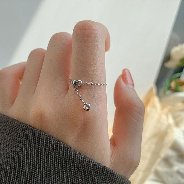 

cluster rings 925 sterling silver chain pull ring female fashion design gift for women trendy boho vintage party 2021 trend fine jewellery, Golden;silver
