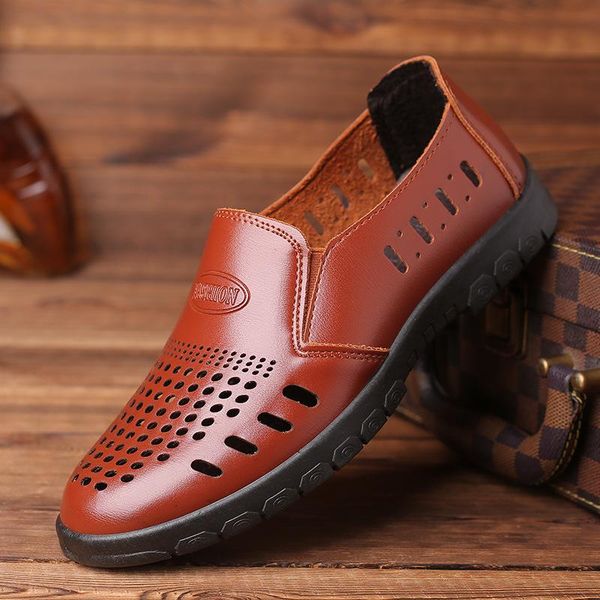 

sandals big size men fashionable leather outdoor casual shoes breathable fisherman beach bnmyu, Black