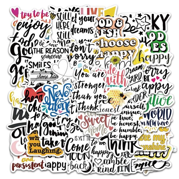 

50pcs inspirational motivational quote sticker waterproof stickers for water bottle lapcar planner scrapbooking phone macbook 4598 q2