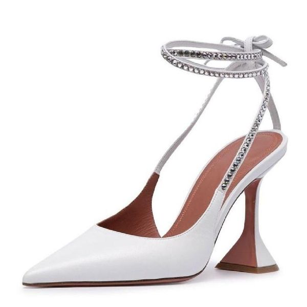 

dress shoes fashion women sandals genuine leather narrow band straps summer ladies high heels white pointed party pumps, Black