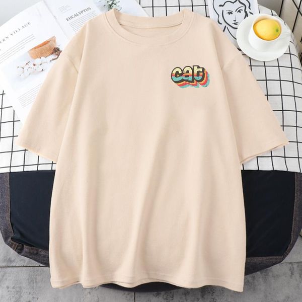

women's t-shirt the colorful word cat printed women tshirt simple oversized tshirts creative breathable tee shirt t-shirts fema, White