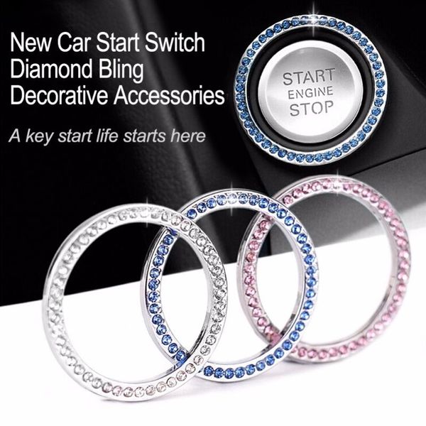 

auto car bling decorative accessories automobiles start switch button diamond rhinestone ring circle trim interior decorations