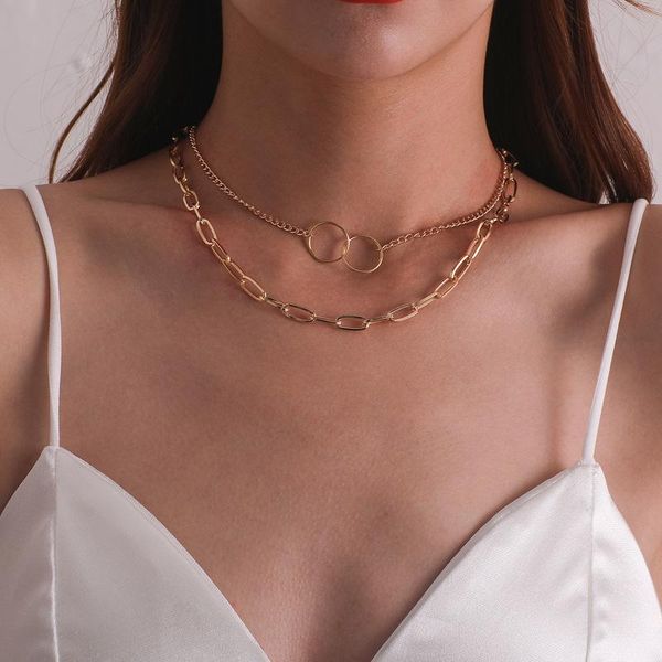 

pendant necklaces vintage multilayer choker round chain necklace for women punk gold silver color party fashion jewelry gift