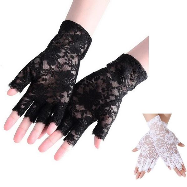 Fingerlose Handschuhe Kittenup Spitze Kurze Hochzeit Party Blumen Frauen Handgelenk Länge Halbfinger Sonnenschutz Mode-Accessoires