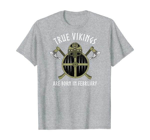 

true vikings are born in february birthday idea vikings fans t-shirt, White;black