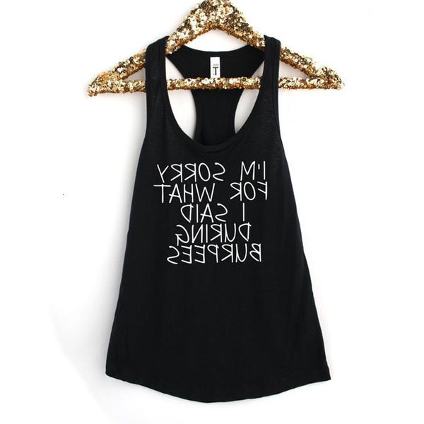 

women's tanks & camis it's funny, streetwear, letter-print vest, racerback sleeveless. i' sorry for what i said during burpe, White