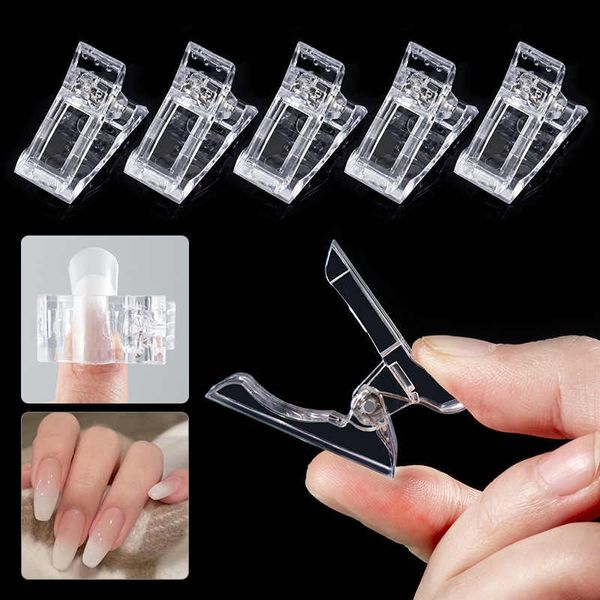 Clips de sujeción de uñas postizas transparentes a la moda, extensión de armadura de plástico, abrazaderas de cristal, herramientas de manicura para salón de belleza