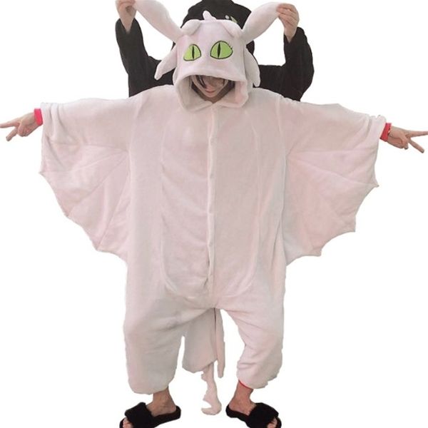 

hksng new kigurumi dragon onesies winter flannel pajamas halloween party cosplay costume jumpsuit, Black;white