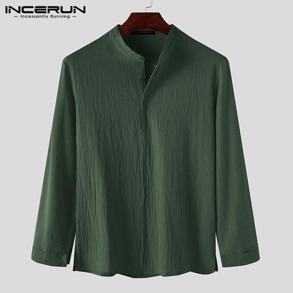 

solid color men shirt streetwear 2021 stand collar cotton basic long sleeve casual shirts brand camisa hombre s-3xl men's, White;black
