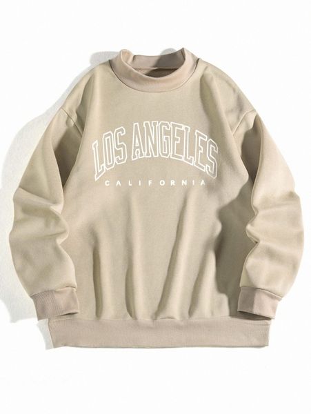 

letter graphic mock neck thermal lined hoodie w6kp#, White;black