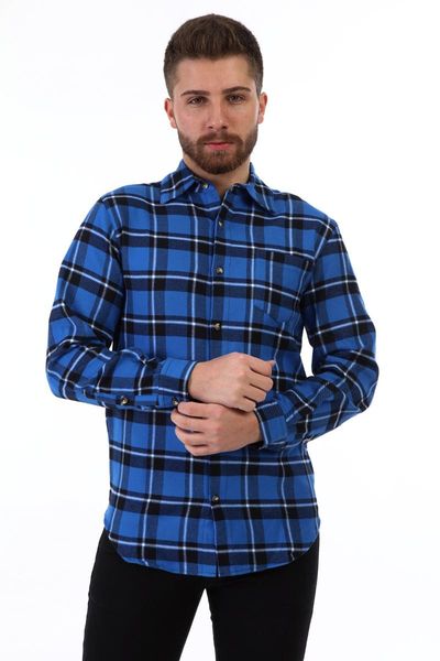 

men's casual shirts surya blue checkered plaid shirt 100 cotton, White;black