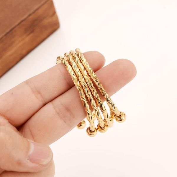 

bangle 24k baby bangles ethnic gold color dubai kids bracelet luxury anklet child jewelry birthday gift, Black