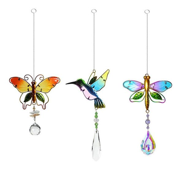 

garden decorations metal handmade butterfly wind chime glass painted ornaments creative tube pendant wall hanging ornament crafts dropship