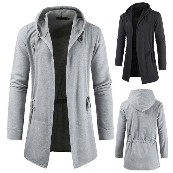 

men's jackets men autumn&winter hooded jacket solid color long sleeved tether minimalist casual loose, Black;brown
