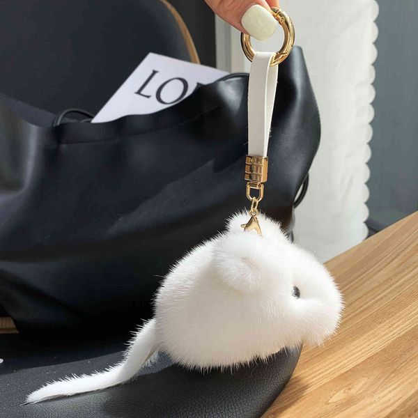 

mink fur cute mouse key chain pendant ins plush doll bag gift girl, Silver