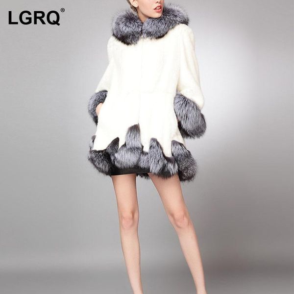 

women's fur & faux [lgrq] temperament elegant warm jacket lapel long sleeve coat fashion tide autumn winter 2021 19d39291, Black