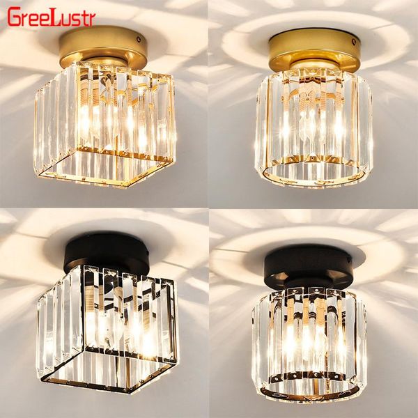 

ceiling lights nordic crystal led light fixtures gold/black e27 plafon lustres for living room lamp home decoration
