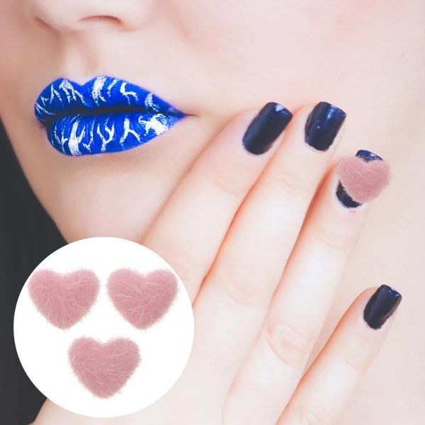 

nail gel 3pcs detachable decors 3d heart fuzzy manicure ornaments, Red;pink