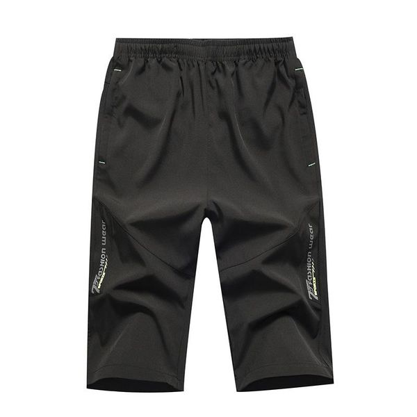 

men's pants sports capris summer lightweight high elastic outdoor quick drying casual running fitness shorts, Black