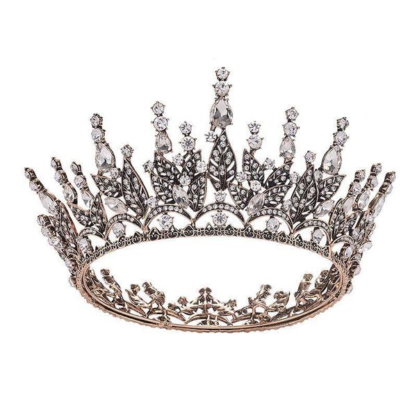 

baroque round black bridal tiaras and crowns wedding hair accessories crystal jewelry headband rhinestone pageant diadem clips & barrettes, Golden;silver