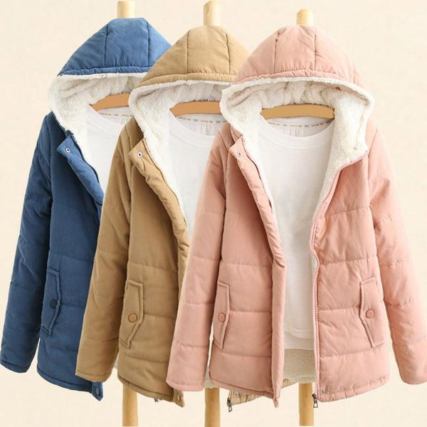 

winter jackets women solid with zipper warm coat hooded jacket slim outwear coats plus size female women's, Black;brown