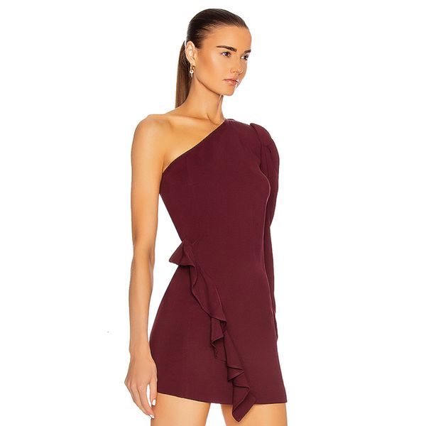 

dresses a trimmed shoulder bodycon 2021 bandage elegant girlish spring frilly night club dress party xy5w, Black;gray