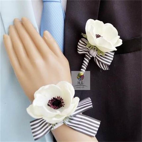 

decorative flowers & wreaths 1 piece pu man wedding boutonniere groom godfather brooch corsage accessories supplies bride bridesmaid hand wr