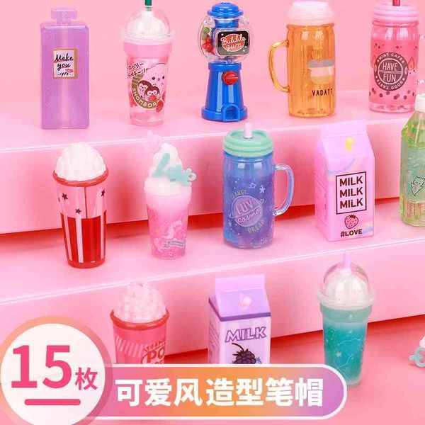 

new cartoon transparent cover case pencil cap creative ice cream egg twisting machine water cup extender pen holder