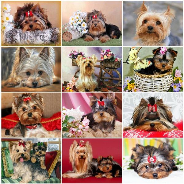 

diamond painting mten embroidery dog mosaic picture rhinestones full yorkshire terrier beaded art