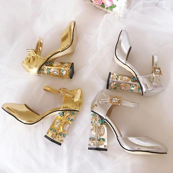 

dress shoes macytino beading heel pumps ankle strap round toe mary janes silver mirro leather, Black