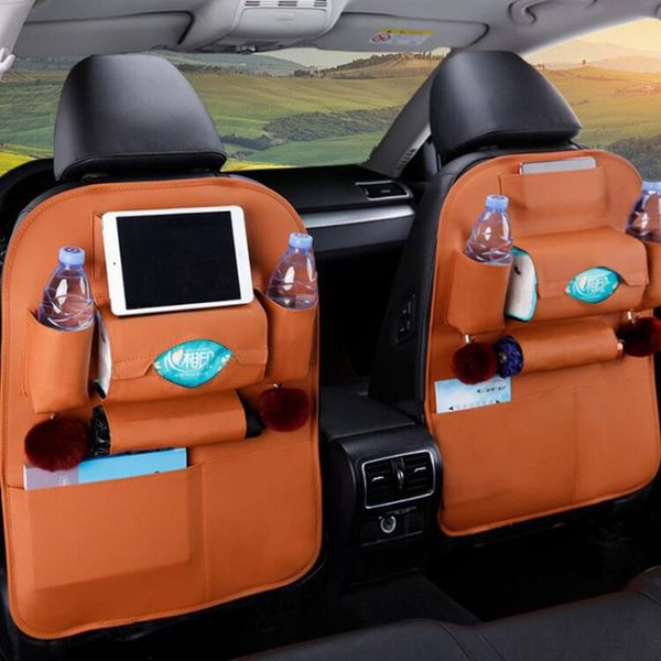 

car organizer pu leather pad bag seat back foldable table tray travel storage dining