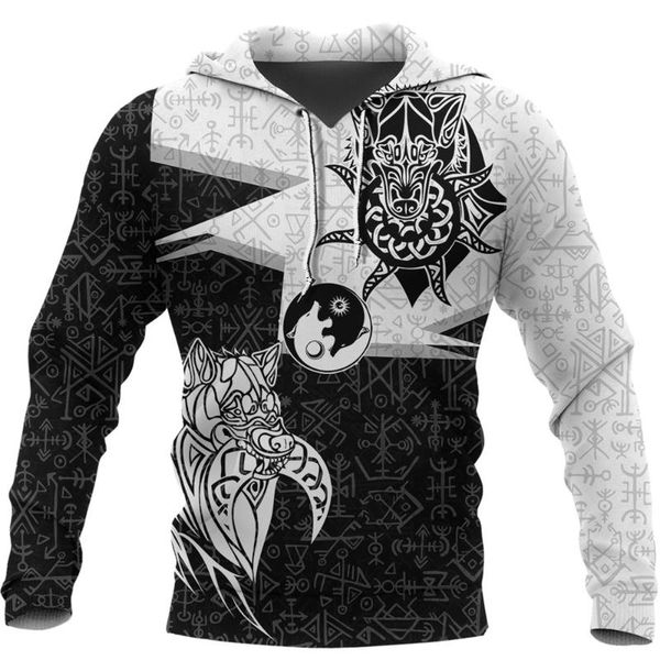 

men's hoodies & sweatshirts cool viking style costume 3d print mens hoodie fashion harajuku casual zip sudadera hombre, Black