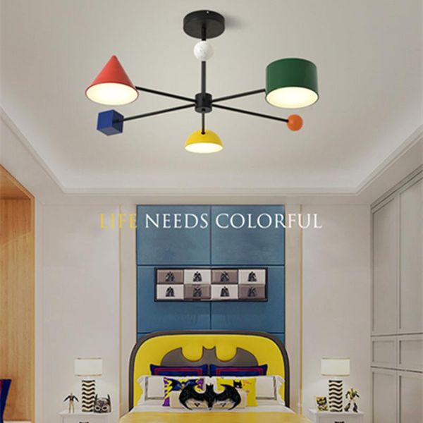 Pendelleuchten Nordic Modern Macarons Neuheit Muster Lampenfassung Kronleuchter Einfache kreative Schlafzimmer Kinderzimmer Cartoon Dekor Beleuchtung