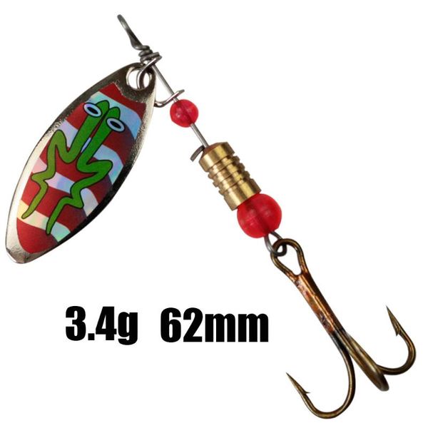 

5pcs spinner bait fishing lure hard spoon lures 62mm with feather treble hooks carp pike tackle hook