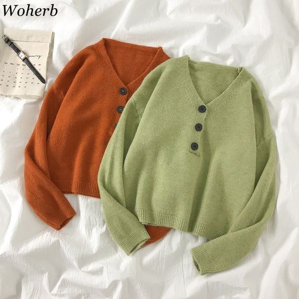 

short crop cardigans for women v neck casual knit jackets button up outwear sweaters coat 210422, White;black