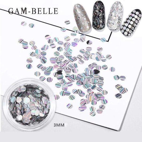 

gam-belle holographic nail art glitter sequins 1-3mm mini round shape silver laser effect 3d flakes slices decorations tips1, Silver;gold