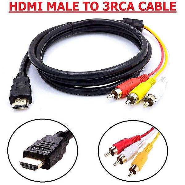 

audio cables & connectors 1.5m to 3 rca phono red white yellow cable av video lead universal
