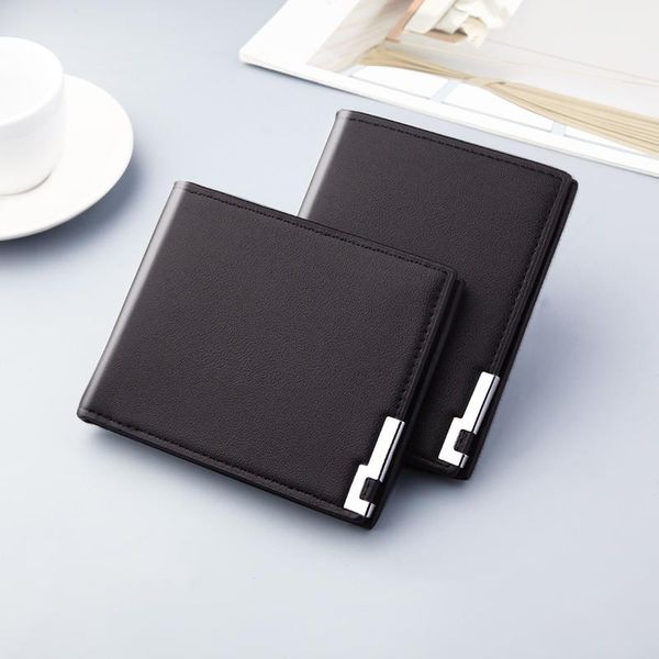 

wallets men's short wallet multi-card slots thin soft leather men money clip, Red;black