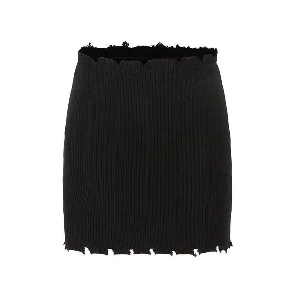 

solid color fashion close-fitting hip-wrapped half-body knitted high elastic skirt tight 2021 spring and autumn women's skirts, Black
