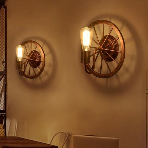 

retro loft wheel edison wall lamps industrial restaurant sconce lights corridor living room cafe aisle led american fixture