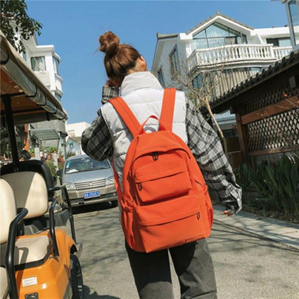 

backpack waterproof nylon male school bag solid color teenage trend travel large capacity storage couple rucksack girls bagpack