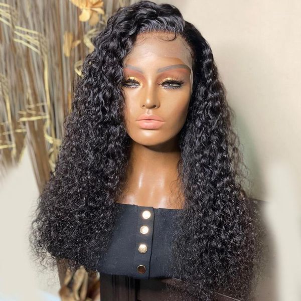 

preplucked glueless water wave ntural black color wigs lace front closure synthetic wig with baby hair 180%density1